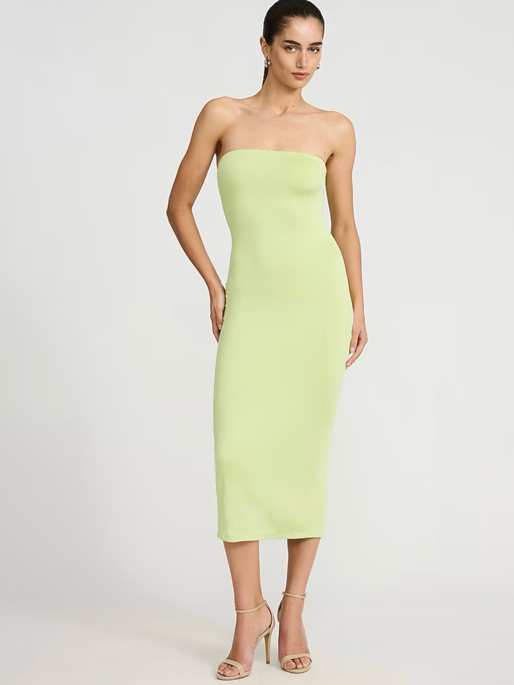 Express Strapless Midi Dress in Light Green